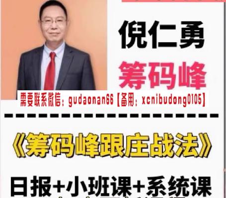 倪仁勇 财学堂倪仁勇筹码峰跟庄战法系统课+筹码峰指标