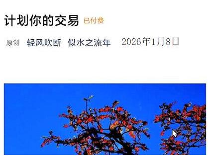似水之流年 公众号似水之流年260108付费文 计划你的交易